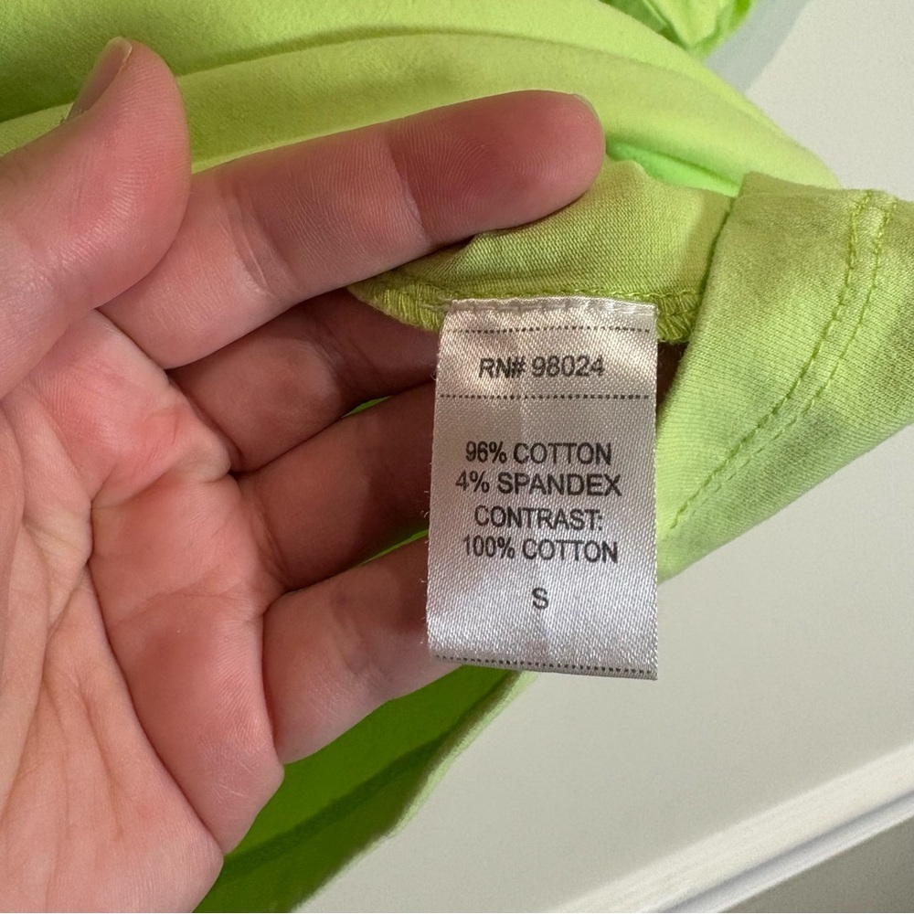 LOVE THE LABEL Lali Tee Shirt Puff Sleeve In Lime Size Small - Picture 5 of 7